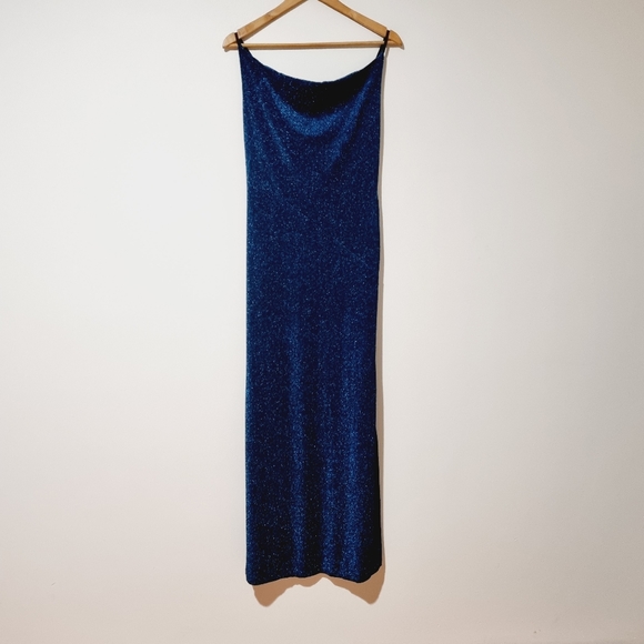 Shein Size L Blue Green Glittery Mermaid Maxi Bown Gown Cocktail Dress - Picture 5 of 10